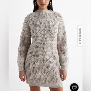 Express Rhinestone Embellished Mock Neck Mini Sweater Dress
